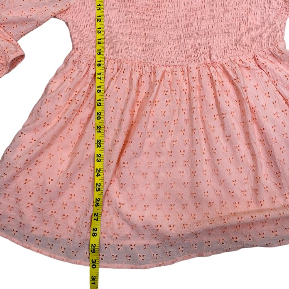 Torrid Smocked Babydoll Top Blouse Voile Eyelet Peach Size 2/2X - Picture 12 of 12